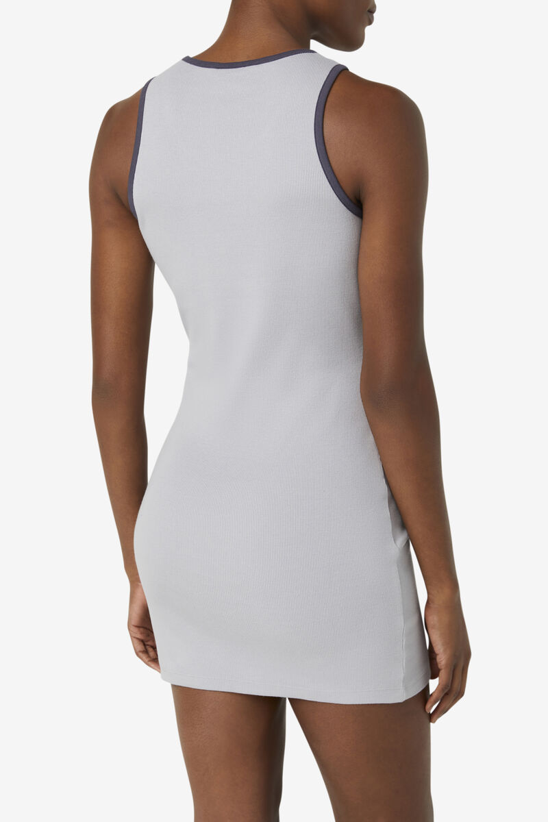 Silver / White Women's Fila Mattea Dress Dresses | arNTKeHni2G