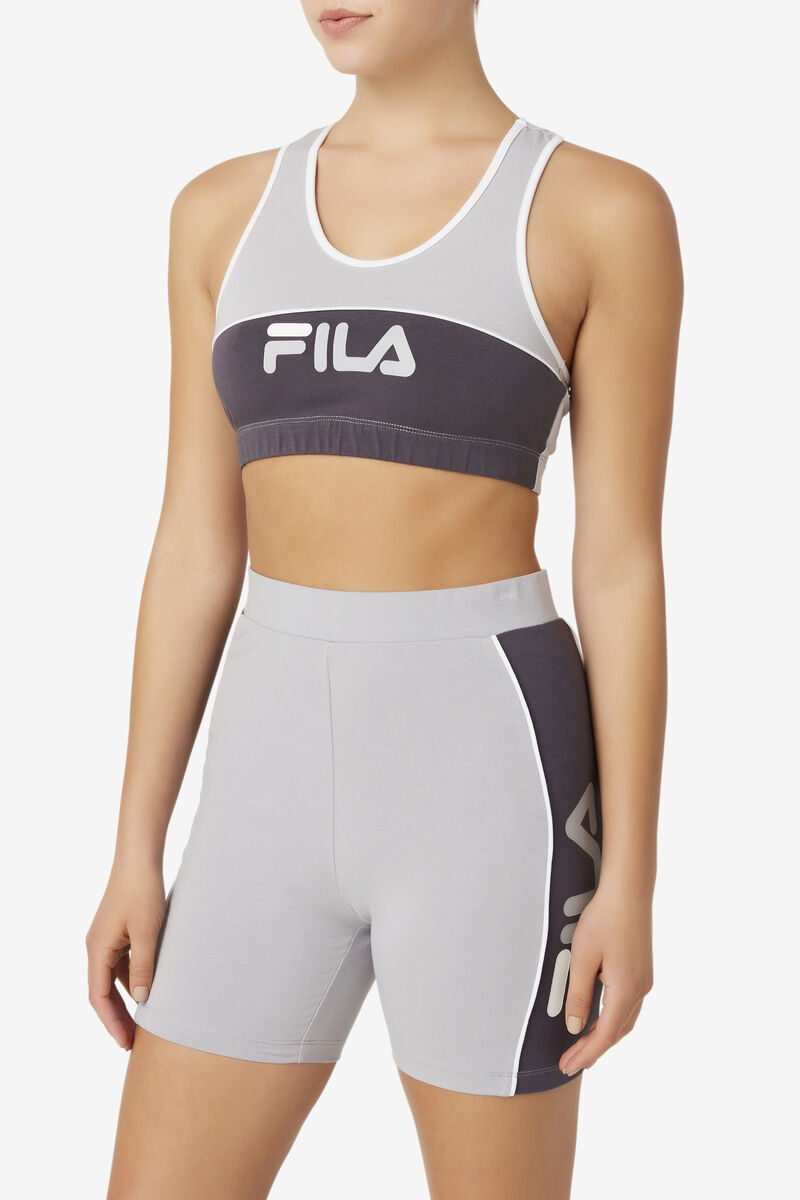 Silver / White Women's Fila Poesia Bra Top Leggings | ETb4FZHLg1U