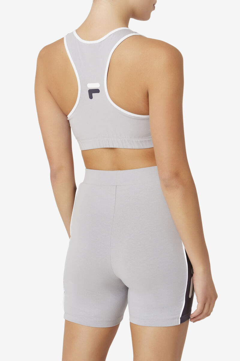 Silver / White Women's Fila Poesia Bra Top Leggings | ETb4FZHLg1U