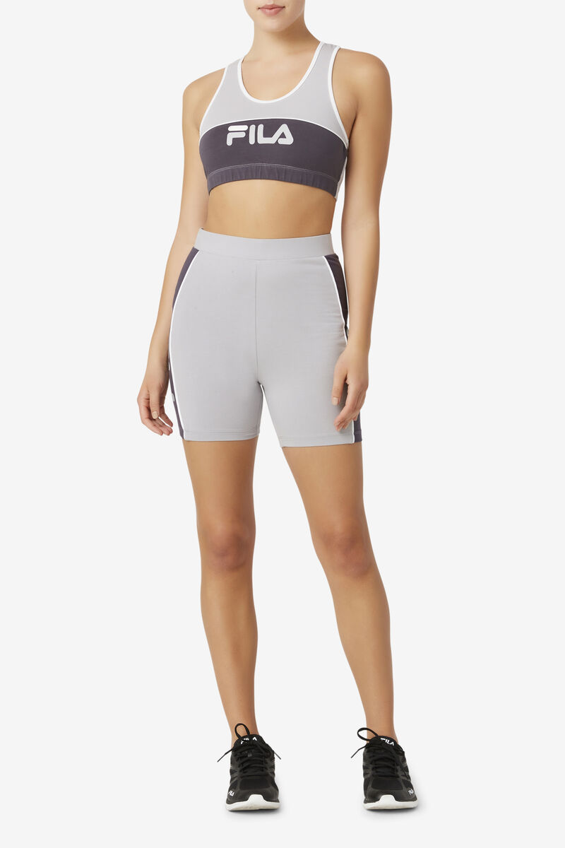 Silver / White Women's Fila Poesia Bra Top Leggings | ETb4FZHLg1U