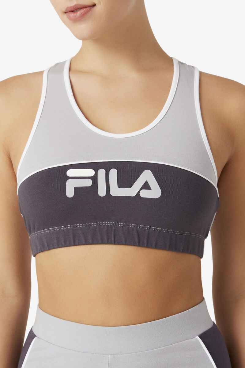 Silver / White Women's Fila Poesia Bra Top Leggings | ETb4FZHLg1U