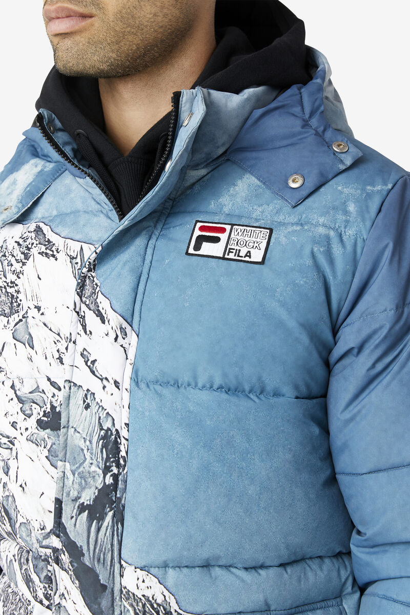 White / Black Men's Fila Blanc Puffer Jacket Jackets | rLJBggNhfBQ