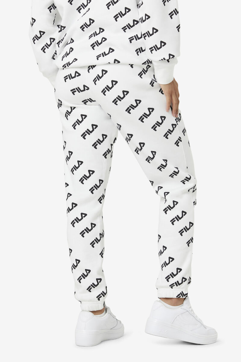 White / Black Men's Fila Diagonal Logo Jogger Pants | B7F5VtyWVGT