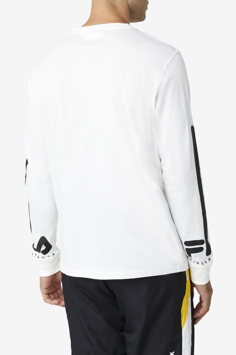 White / Black Men's Fila Martino Long Sleeve T Shirts | 2QsZjyEOki5