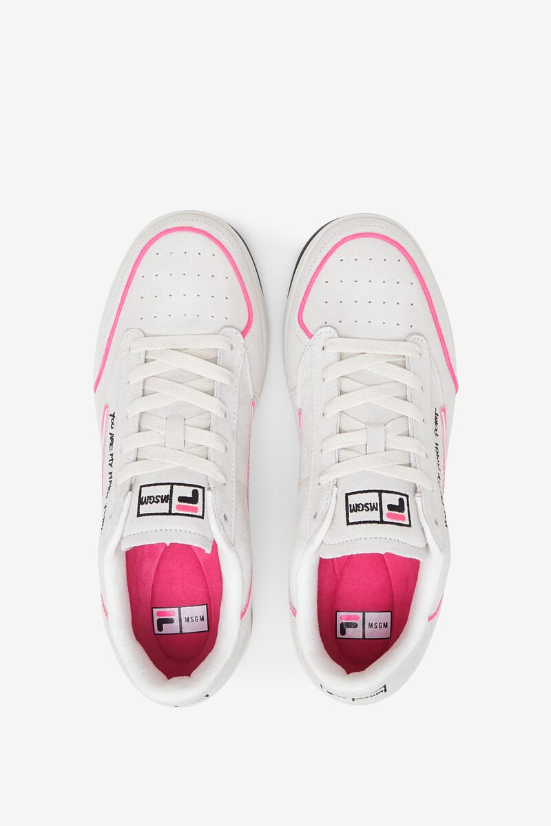 White / Black / Pink Women's Fila Tennis 88 Premium X Msgm Trainers | PI4DNuhH4od