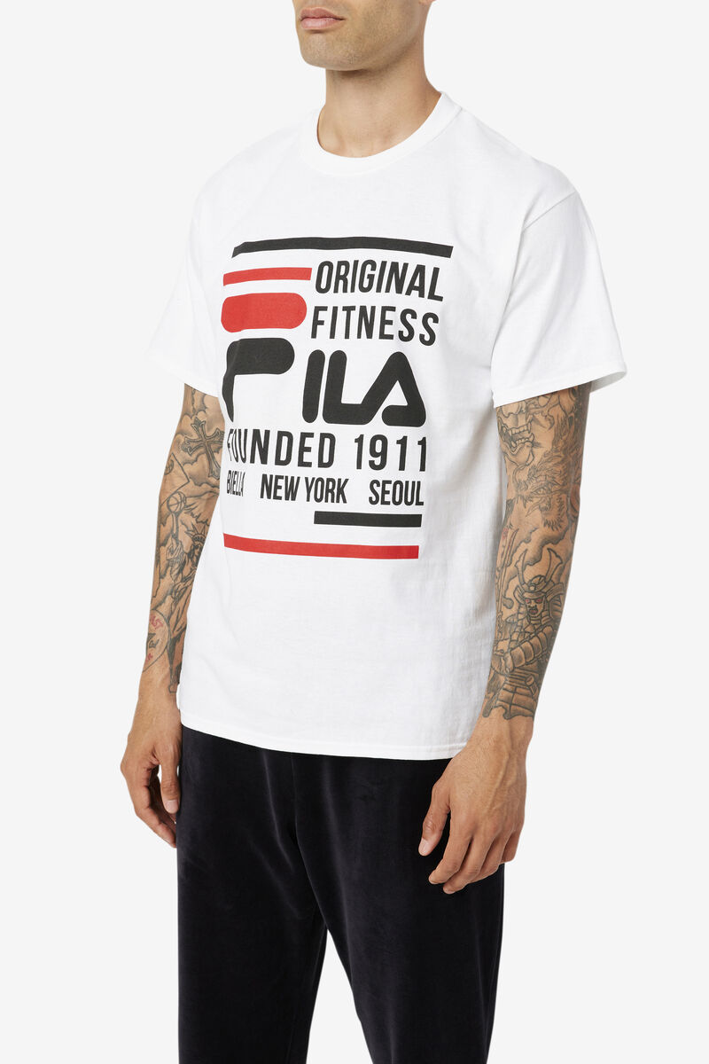 White / Black / Red Men's Fila Original Fitness T Shirts | dODBeVWYyHf