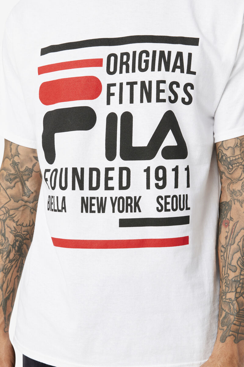 White / Black / Red Men's Fila Original Fitness T Shirts | dODBeVWYyHf