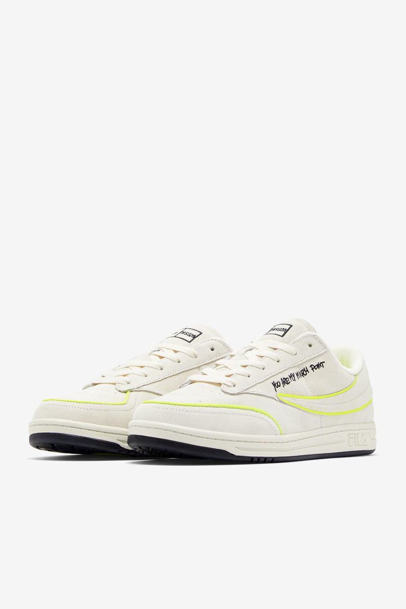 White / Black / Yellow Men's Fila Tennis 88 Premium X Msgm Designer Trainers | Fila Trainers | jCflf