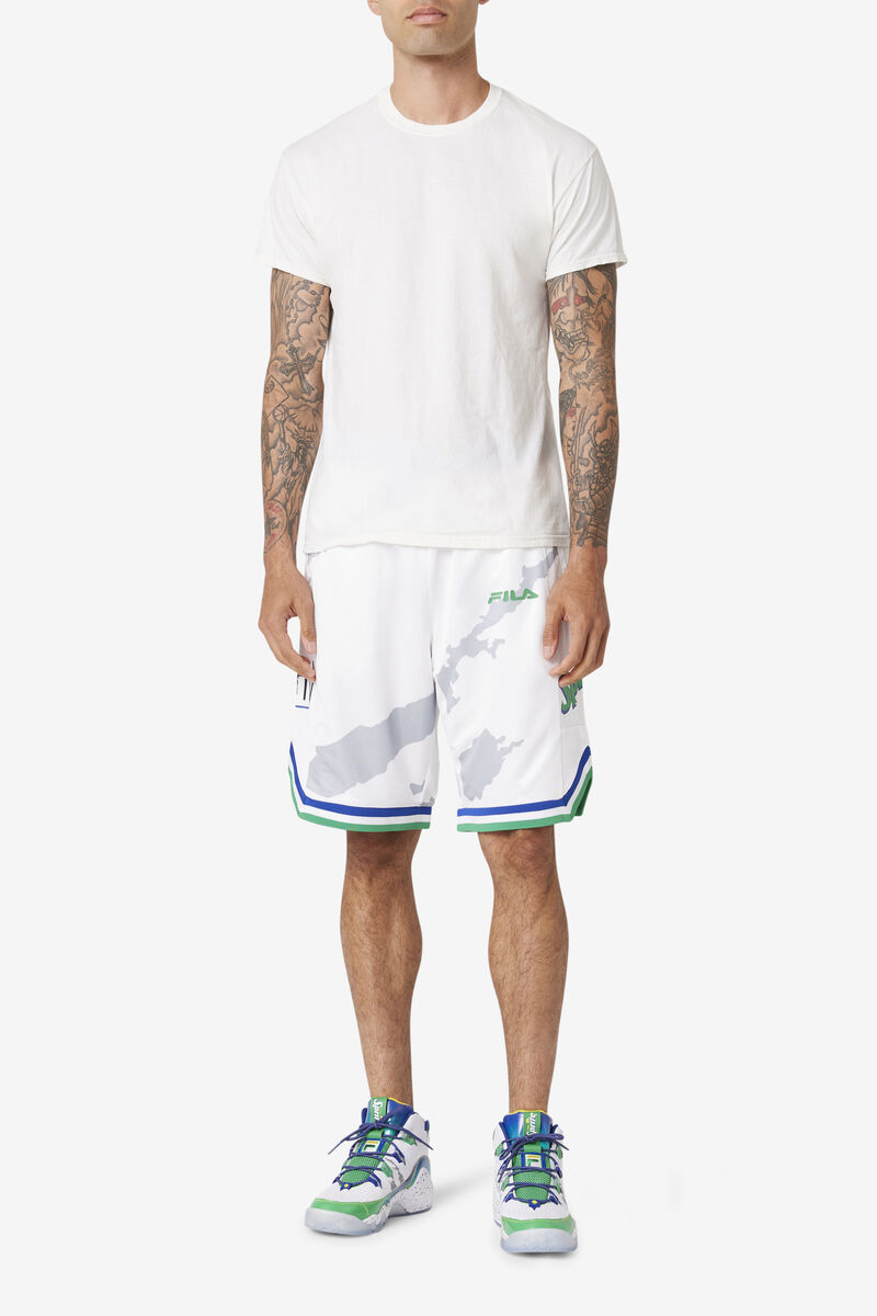 White / Blue Men's Fila Grant Hill X Sprite Short Shorts | BZrpOTiJ8D6