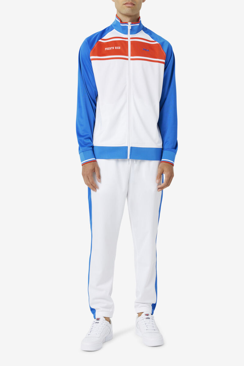 White / Blue Men's Fila Puerto Rico Pant Tracksuits | QAr4i8AwpYP