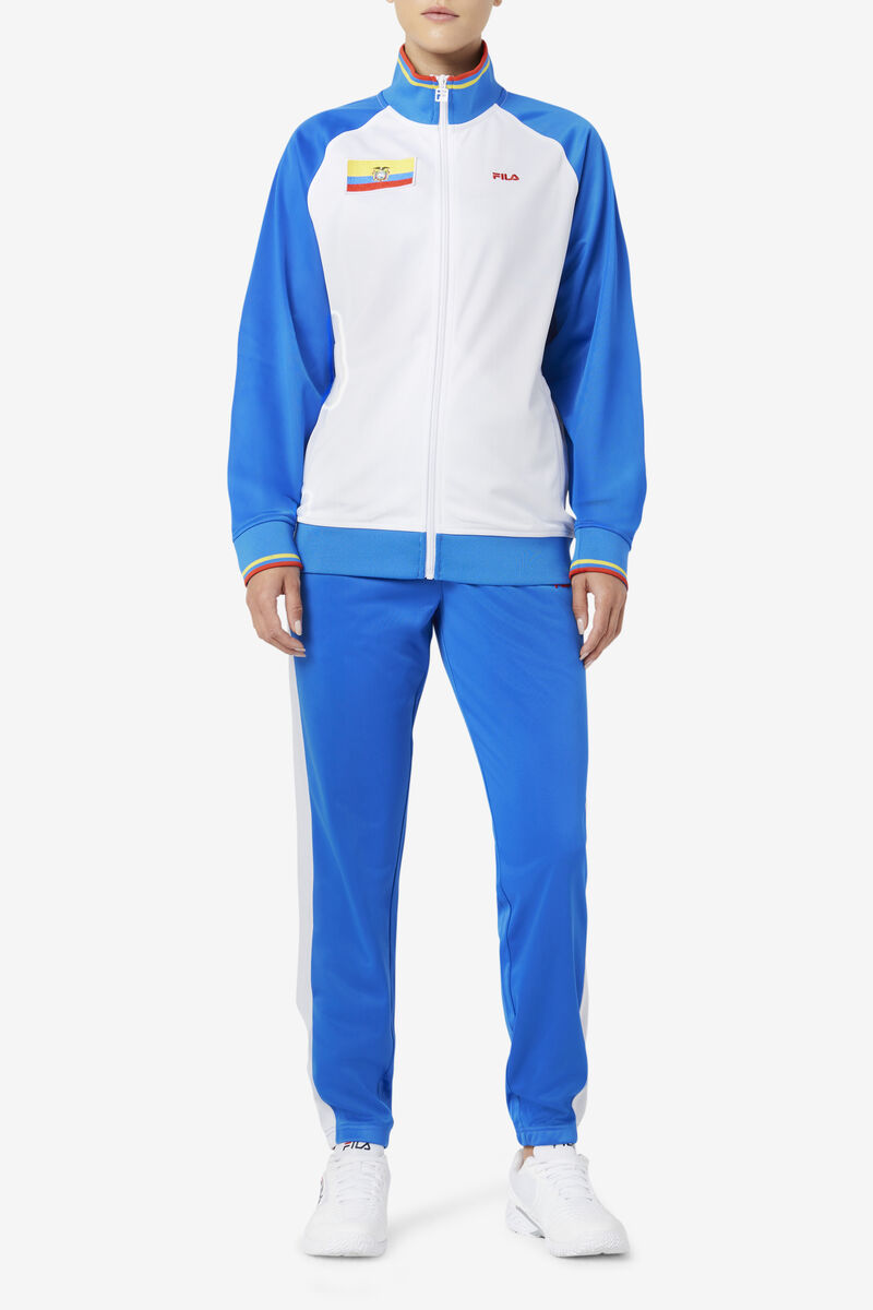 White / Blue / Red Women's Fila Ecuador Track Jacket Tracksuits | WENJPptkzg9