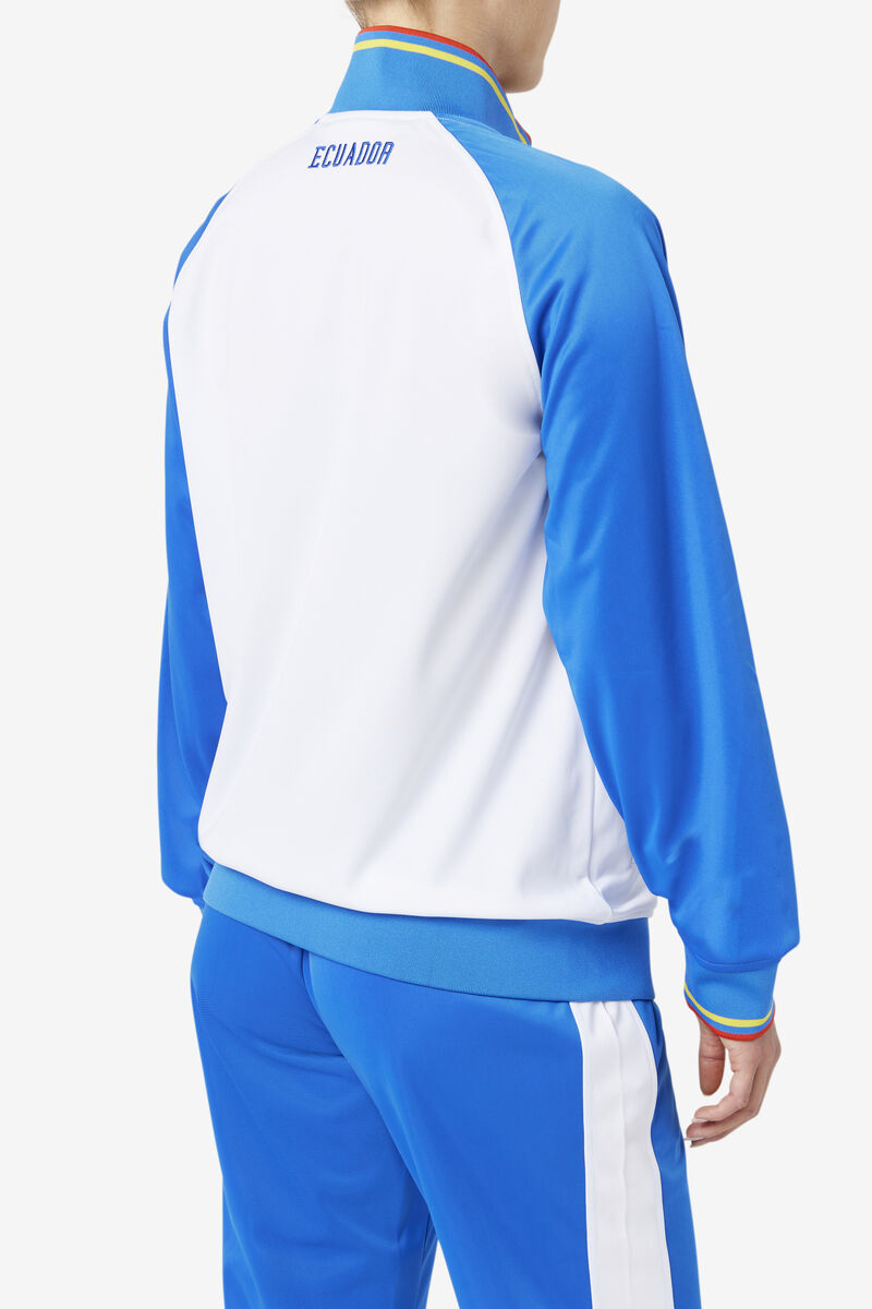 White / Blue / Red Women's Fila Ecuador Track Jacket Tracksuits | WENJPptkzg9