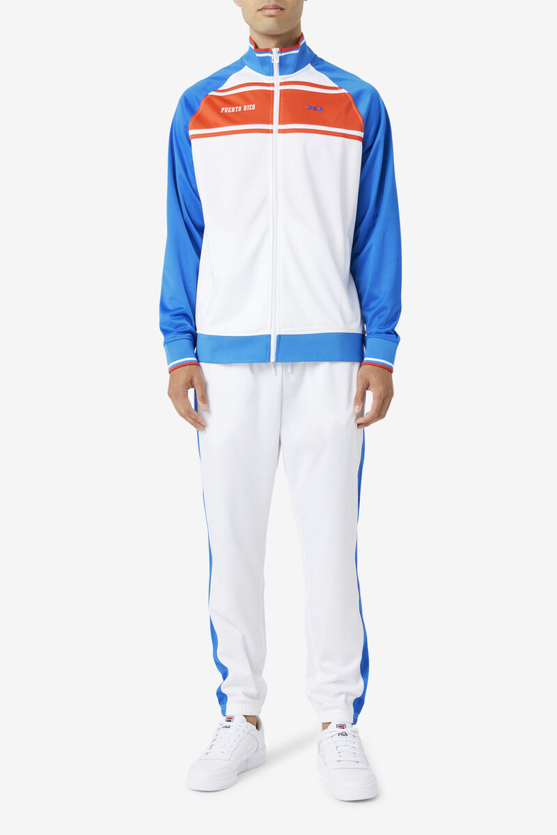 White / Blue / Red Women's Fila Puerto Rico Track Jacket Tracksuits | 9oTPZX8DjjE