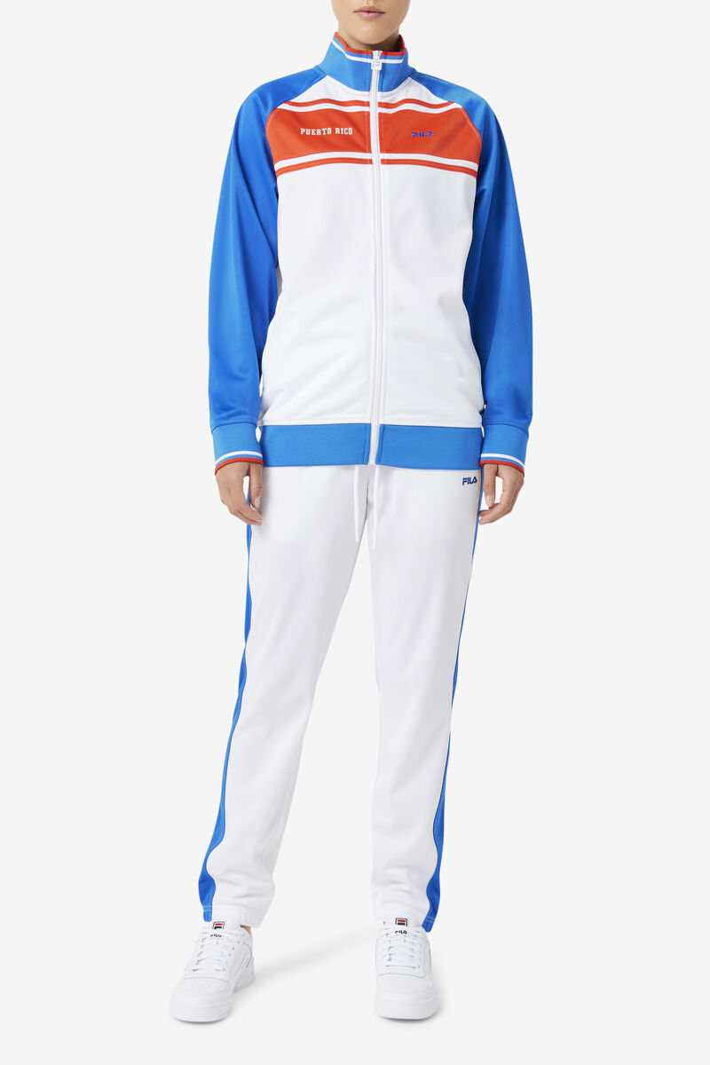 White / Blue / Red Women's Fila Puerto Rico Track Jacket Tracksuits | 9oTPZX8DjjE