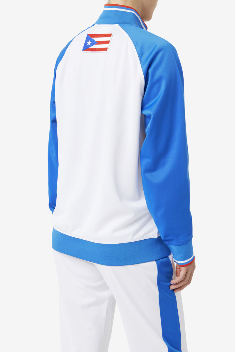 White / Blue / Red Women's Fila Puerto Rico Track Jacket Jackets | XylbZ6occEn