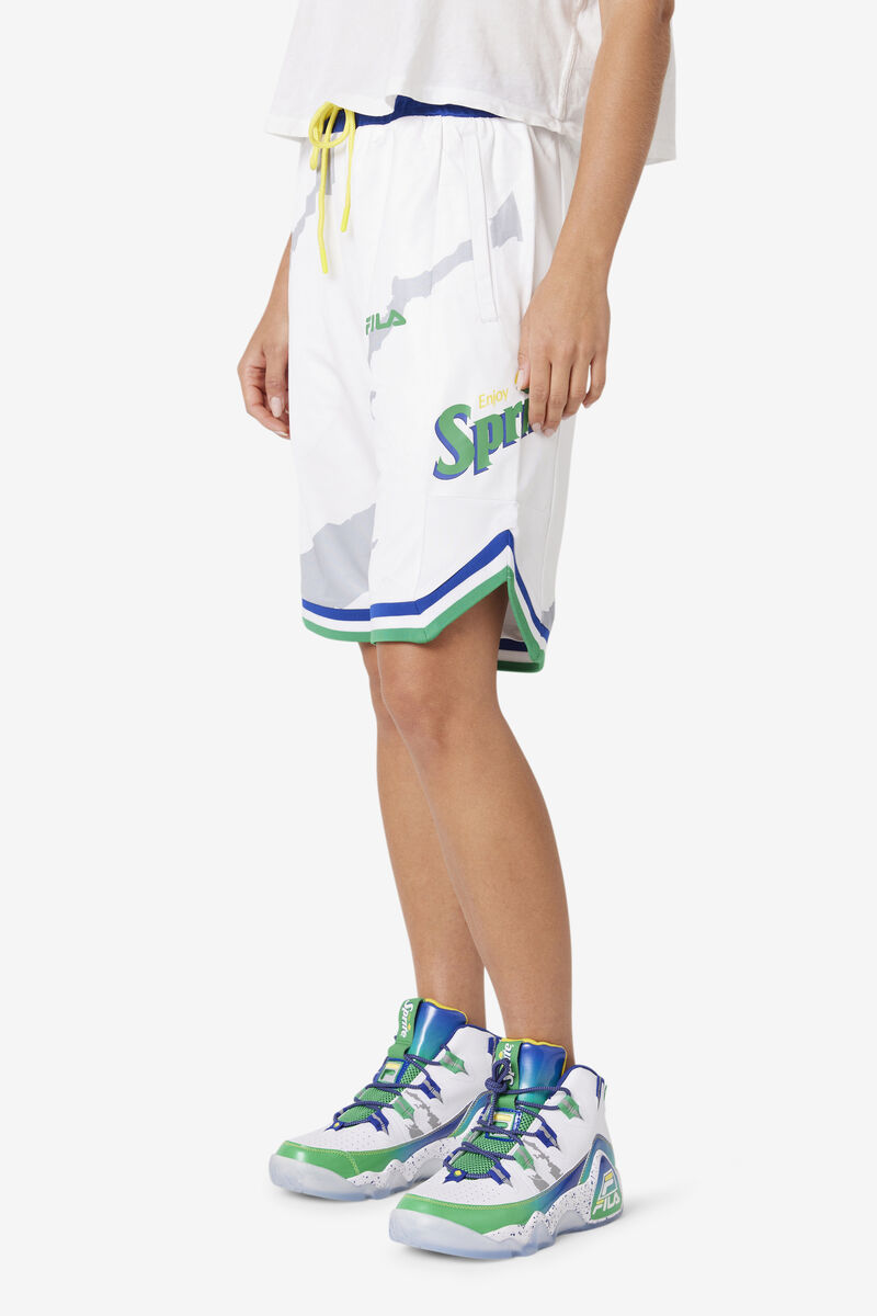 White / Blue Women's Fila Grant Hill X Sprite Short Shorts | atbzYzX4Vms