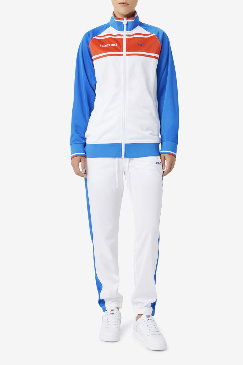 White / Blue Women's Fila Puerto Rico Pant Tracksuits | ZJ7hUriHgrQ