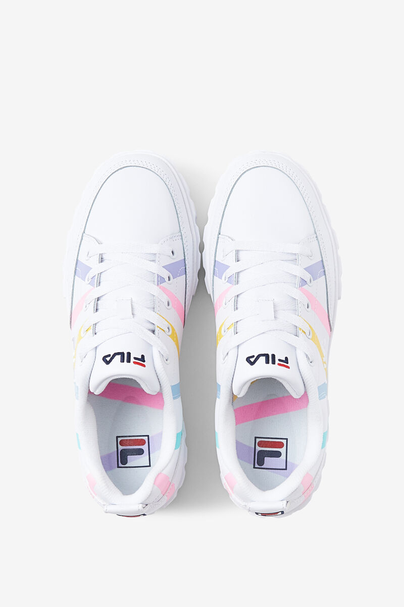 White / Blue Women's Fila Sandblast Low Stripe Trainers | nFExJf8BuDh