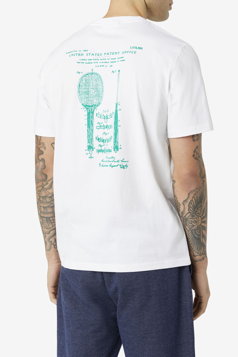 White / Green Men's Fila Edgecumbe Short Sleeve T Shirts | kfIZFzjdmbW