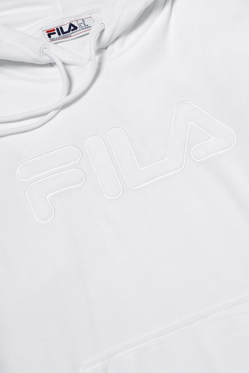 White Men's Fila Asher Velour Hoodie Hoodies | 4iez2QIFJZ3