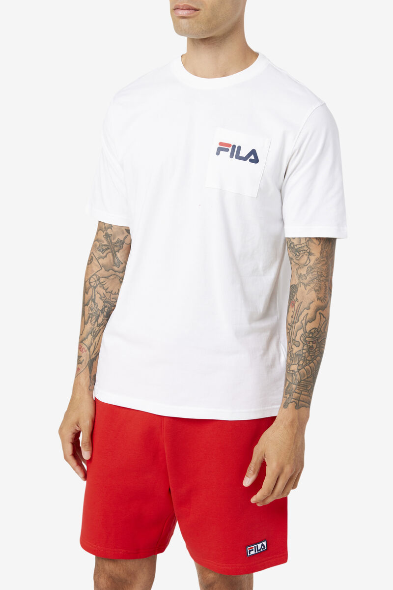 White Men's Fila Curtis Pocket T Shirts | bN1USCUkfaM