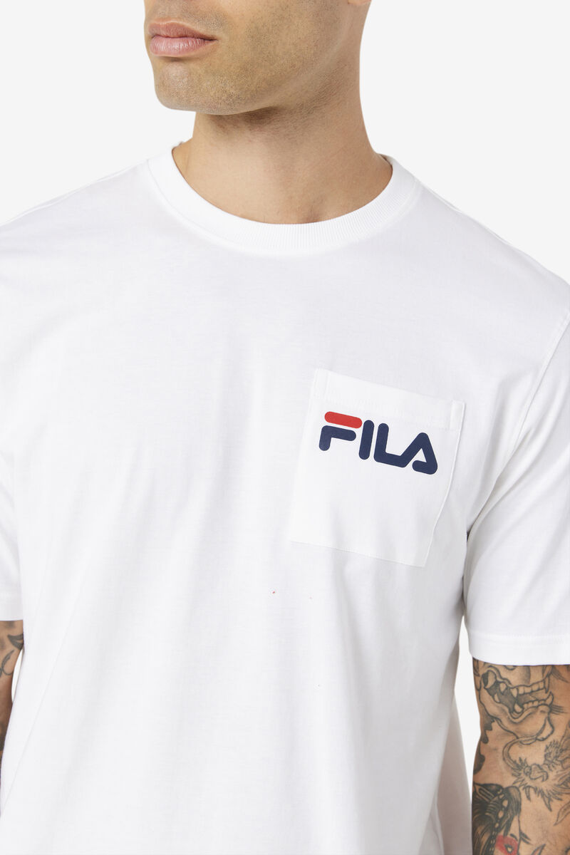 White Men's Fila Curtis Pocket T Shirts | bN1USCUkfaM