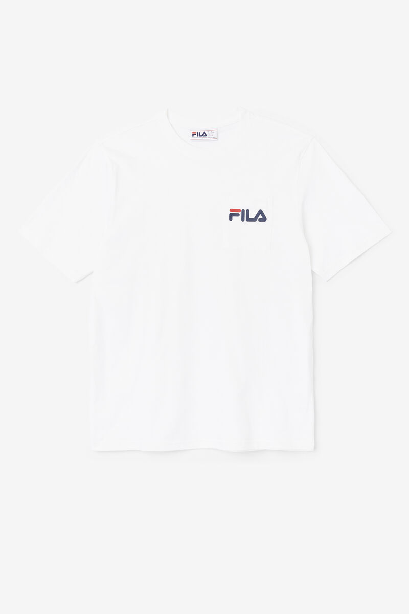 White Men\'s Fila Curtis Pocket T Shirts | bN1USCUkfaM