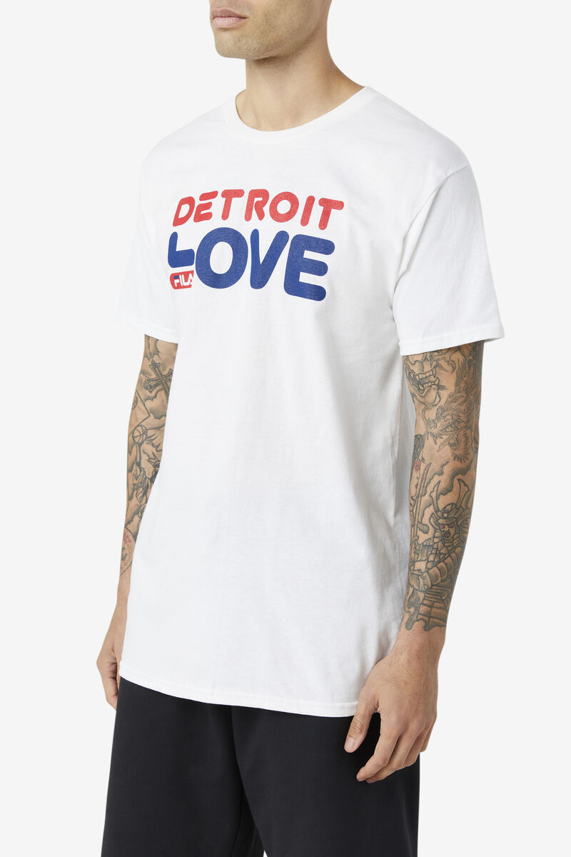 White Men's Fila Detroit Love T Shirts | 6ipc9wK7Okt