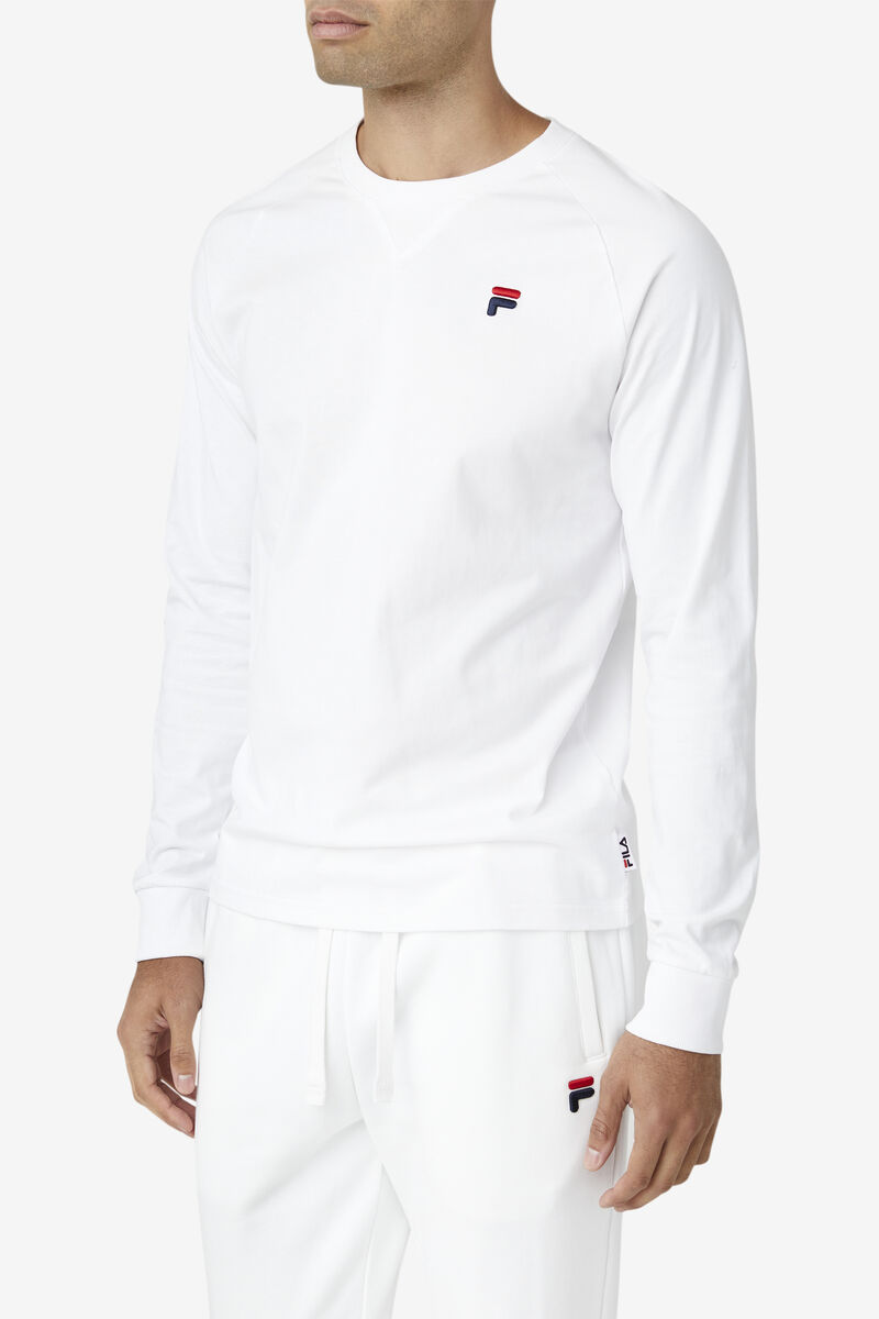 White Men's Fila Flynn Long Sleeve Shirt | ongag2ZToIq