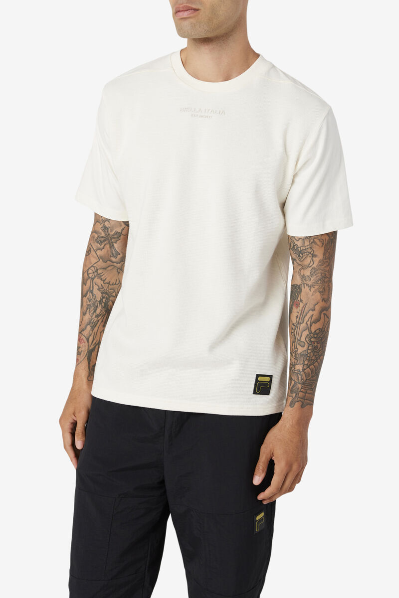 White Men's Fila Kirk Waffle Knit T Shirts | f7owhdyHUFV