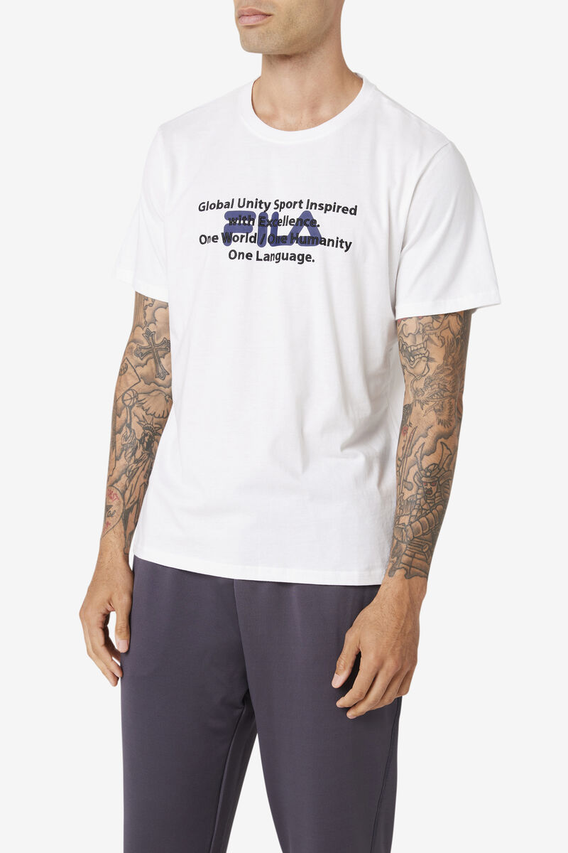 White Men's Fila Pepacton T Shirts | EjDcC8NNYIX