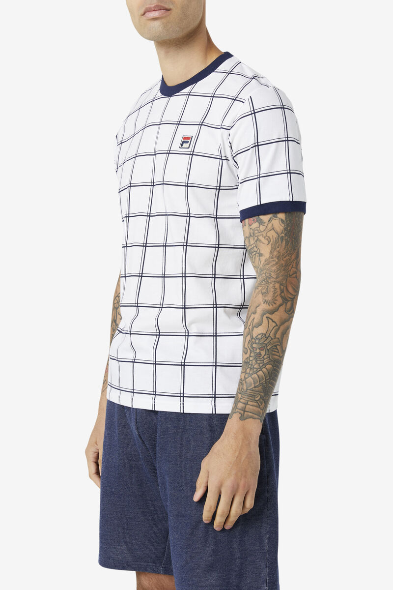 White Men's Fila Slate Ringer T Shirts | uGaTkY5VOoV