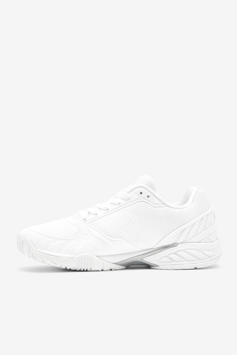 White / Metal Silver / White Men's Fila Volley Zone Sport Shoes | yK3kPBuMjZB