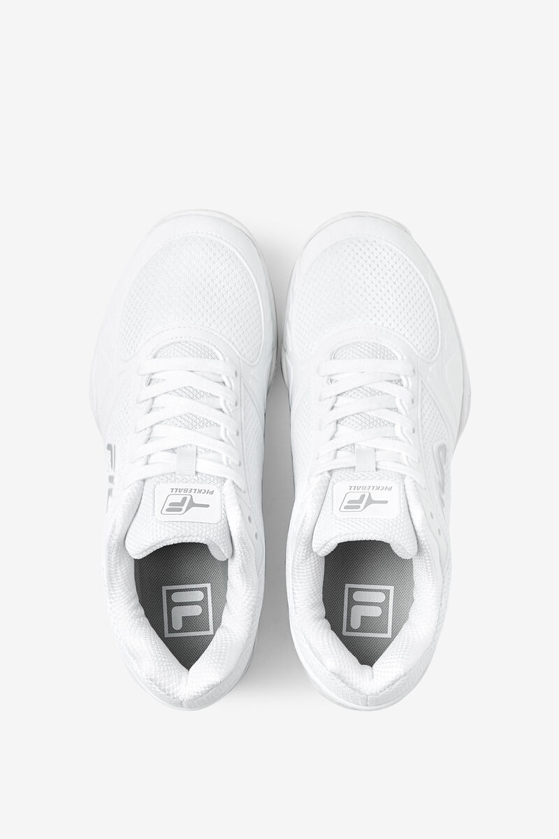 White / Metal Silver / White Men's Fila Volley Zone Sport Shoes | yK3kPBuMjZB