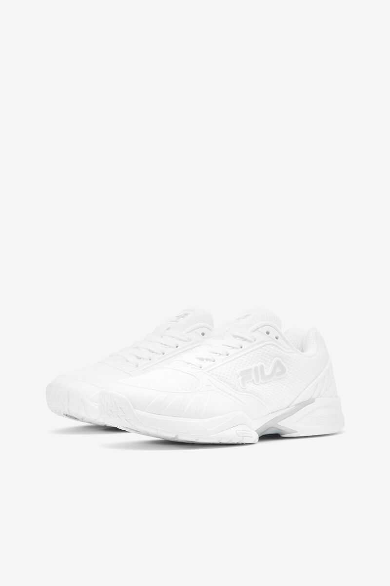 White / Metal Silver / White Women's Fila Volley Zone Sport Shoes | 3kESq4m7fZv