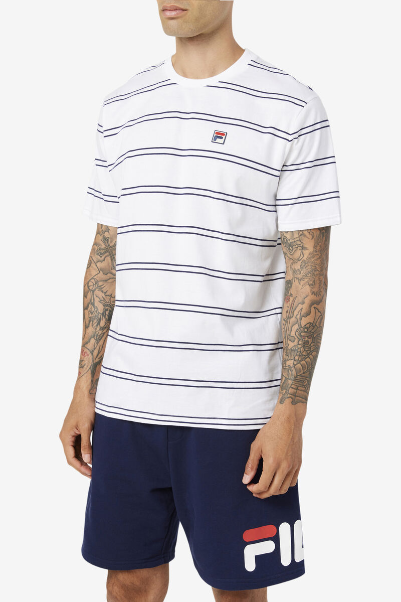 White / Navy Men's Fila Felix T Shirts | ZLaBRpghTTY