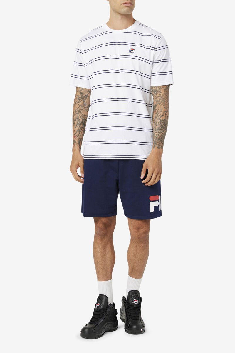 White / Navy Men's Fila Felix T Shirts | ZLaBRpghTTY