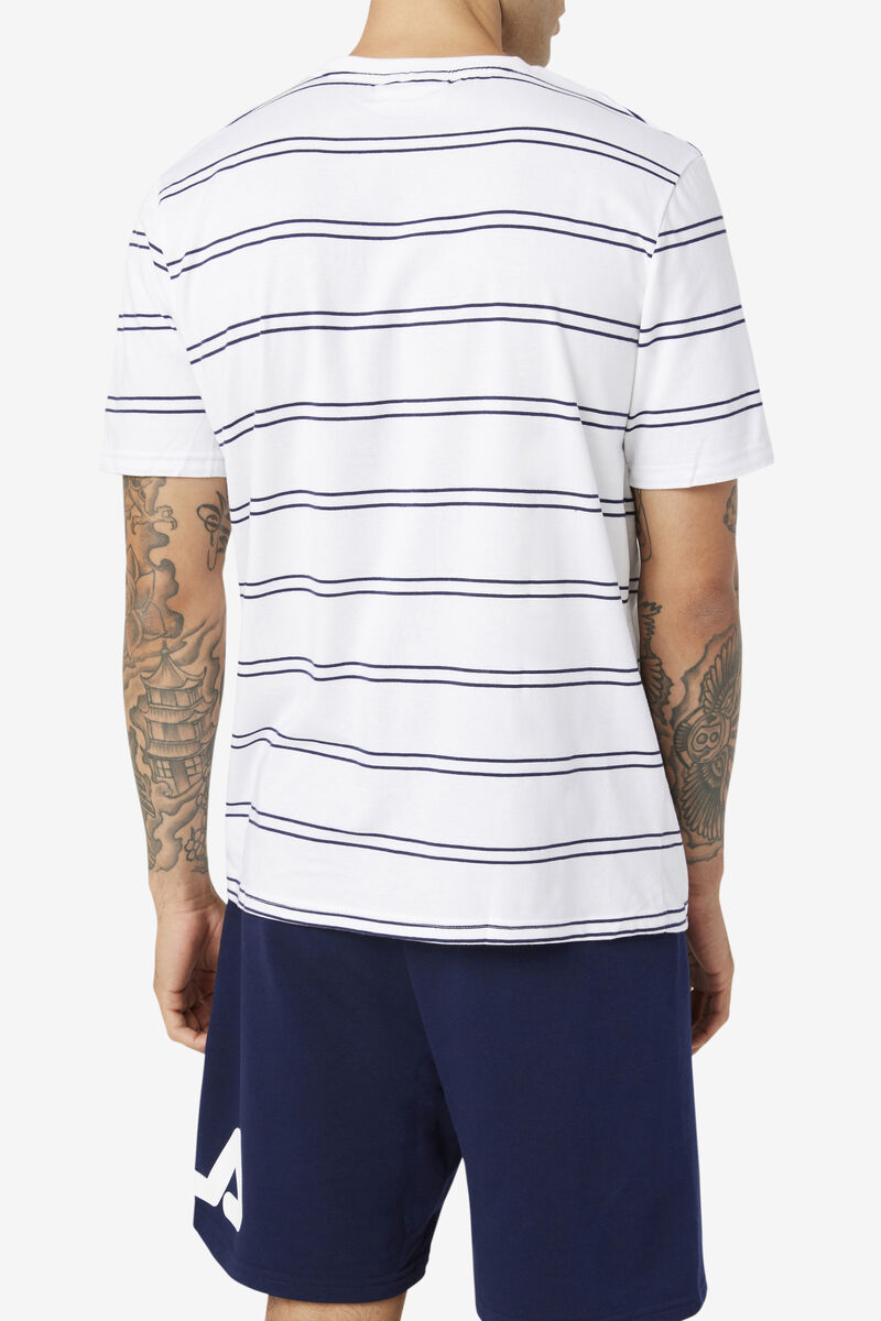 White / Navy Men's Fila Felix T Shirts | ZLaBRpghTTY