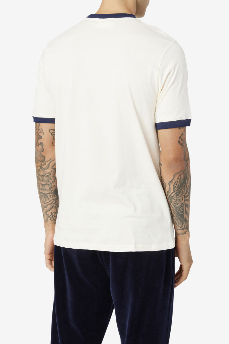 White / Navy Men's Fila Marconi Ringer T Shirts | nWZ2NsPWnmO