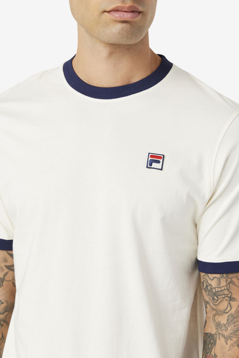 White / Navy Men's Fila Marconi Ringer T Shirts | nWZ2NsPWnmO