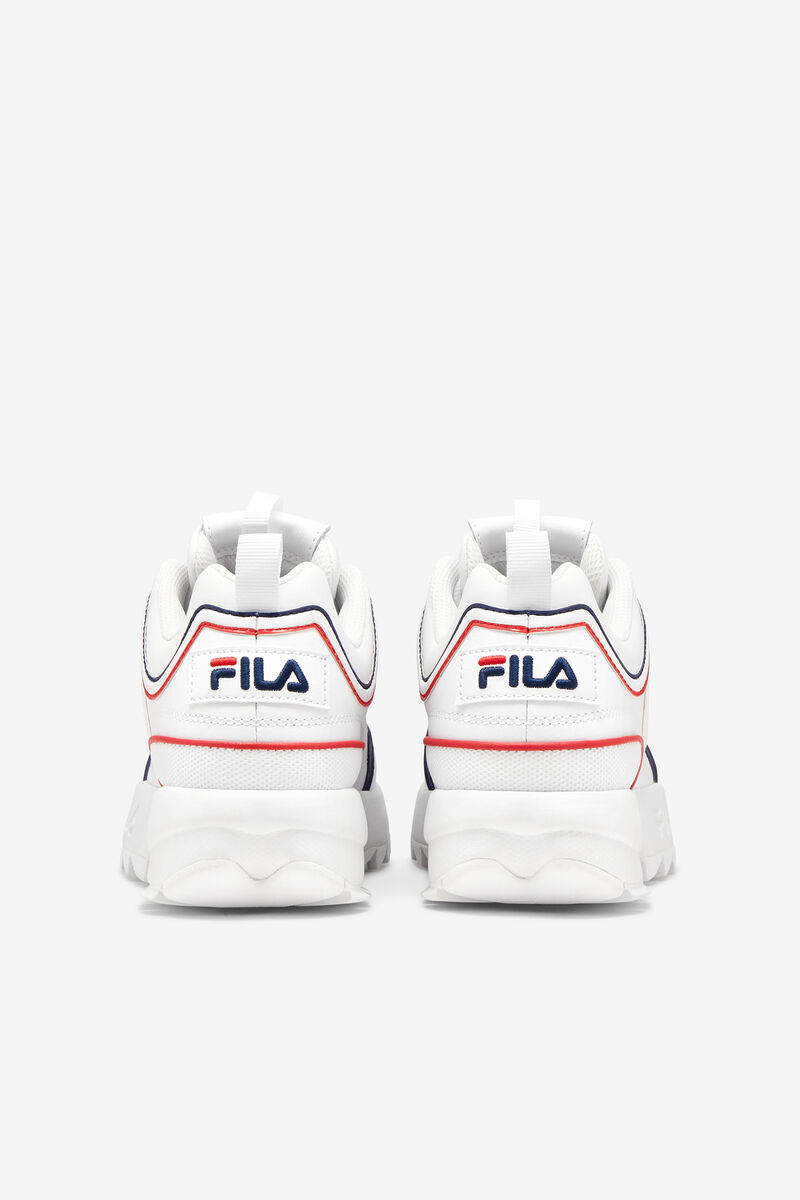 White / Navy / Red Kids' Fila Big Disruptor 2 Contrast Piping Platform Shoes | bAazF8t1aFP