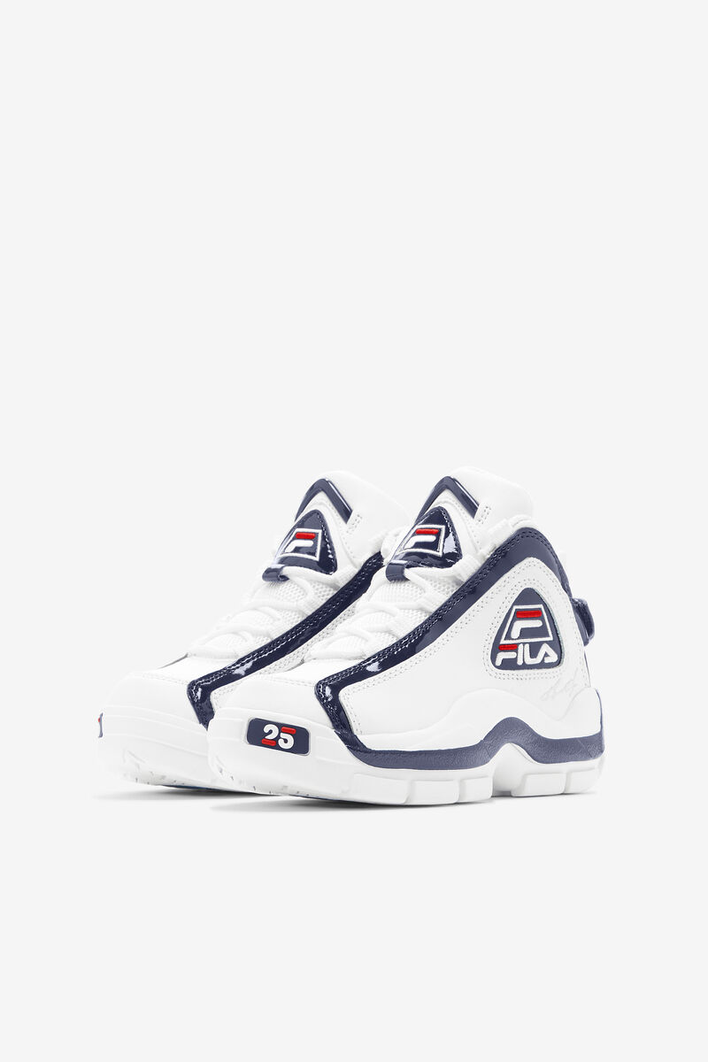 White / Navy / Red Kids' Fila Big Grant Hill 2 25th Anniversary Edition Basketball Shoes | 36ASlCMUR