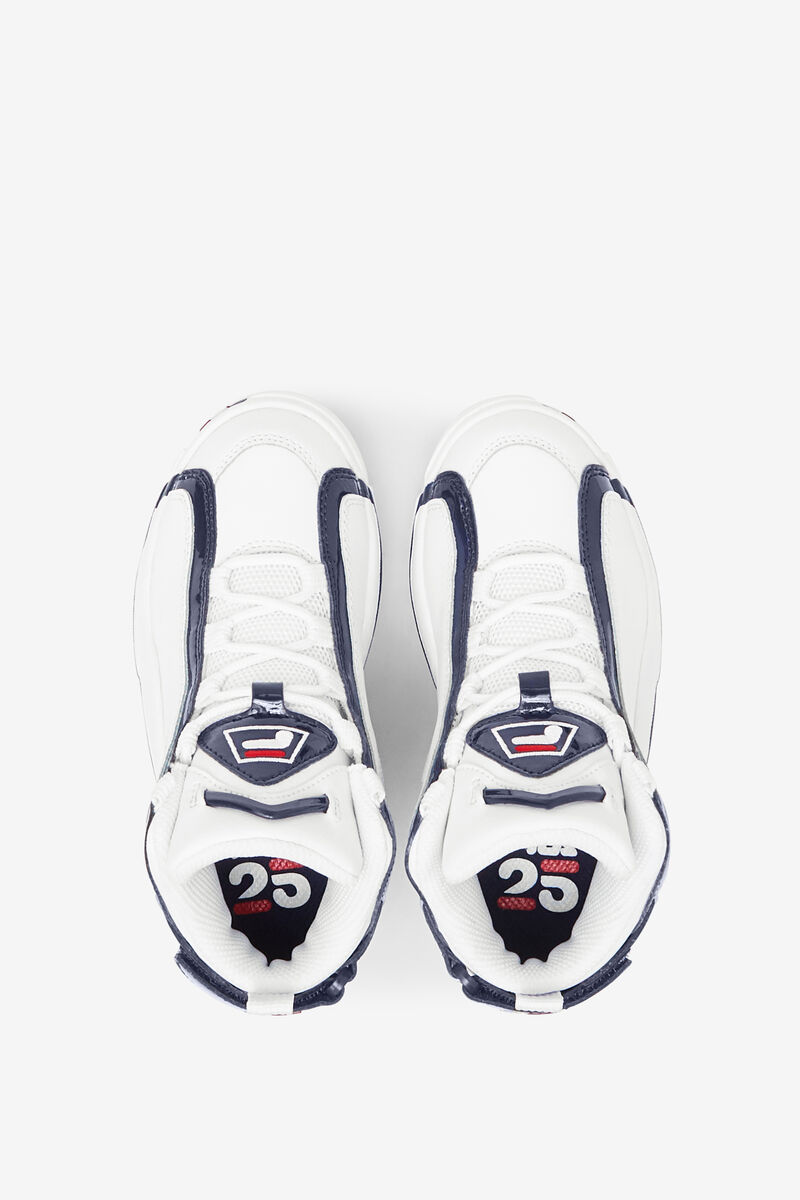 White / Navy / Red Kids' Fila Big Grant Hill 2 25th Anniversary Edition Basketball Shoes | 36ASlCMUR