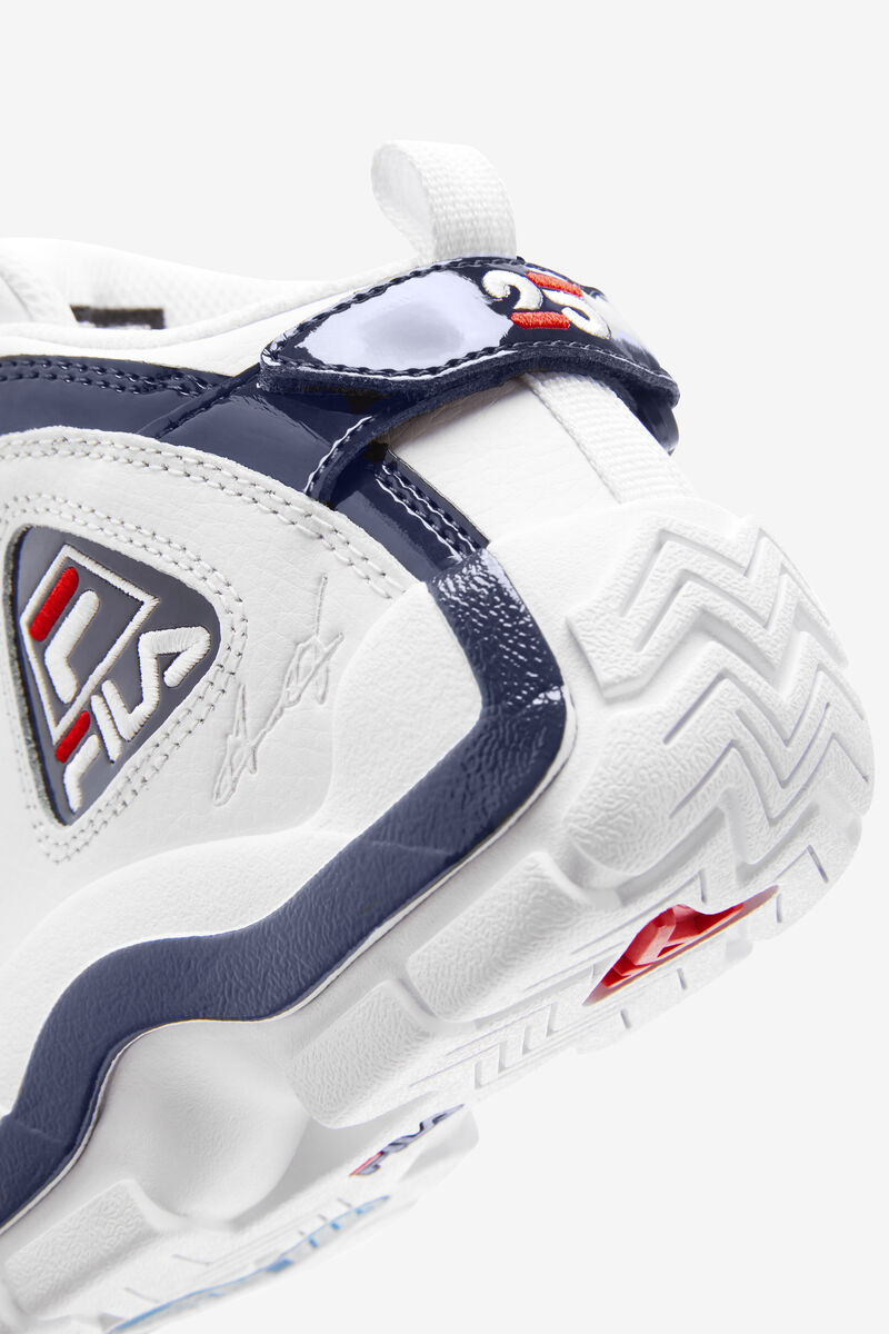 White / Navy / Red Kids' Fila Big Grant Hill 2 25th Anniversary Edition Basketball Shoes | 36ASlCMUR