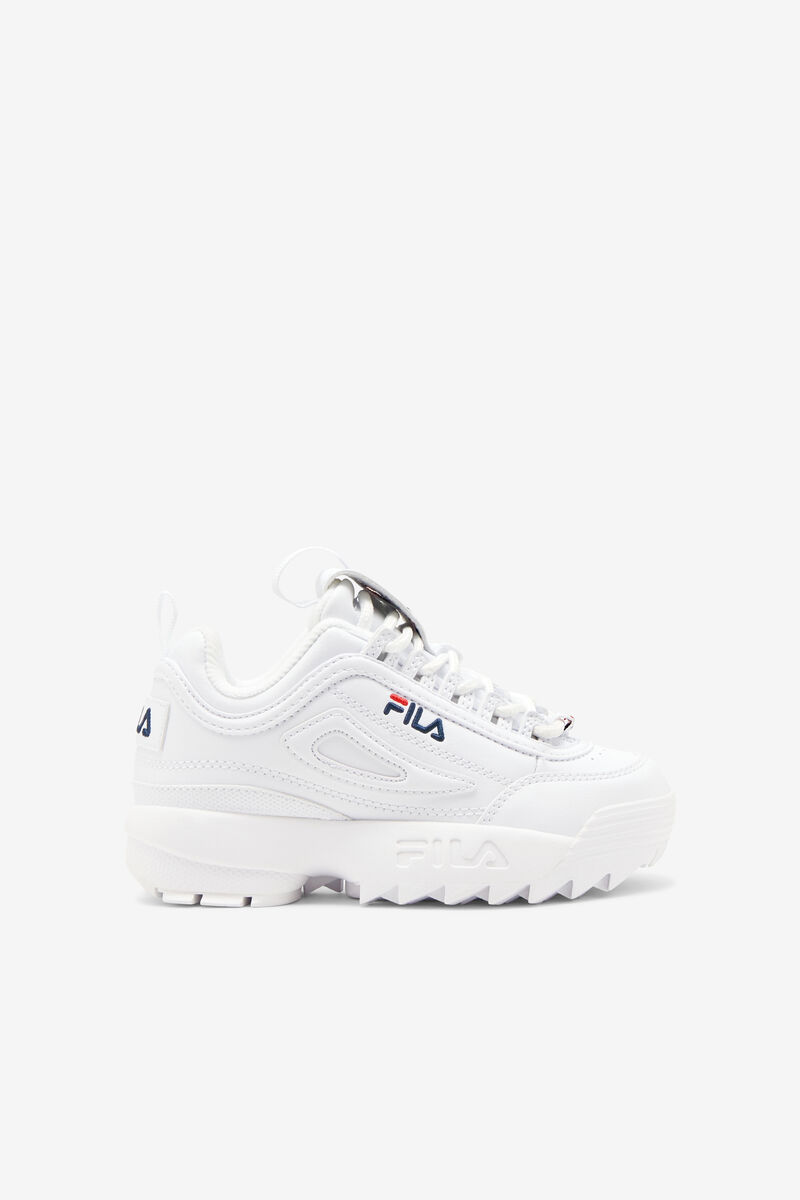 White / Navy / Red Kids\' Fila Disruptor 2 Platform Shoes | blsRlLPMbLi