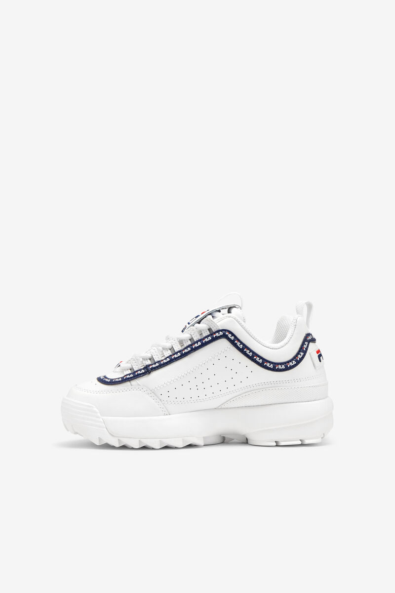 White / Navy / Red Kids' Fila Little Disruptor 2 Repeat Platform Shoes | eusBJAVai5N