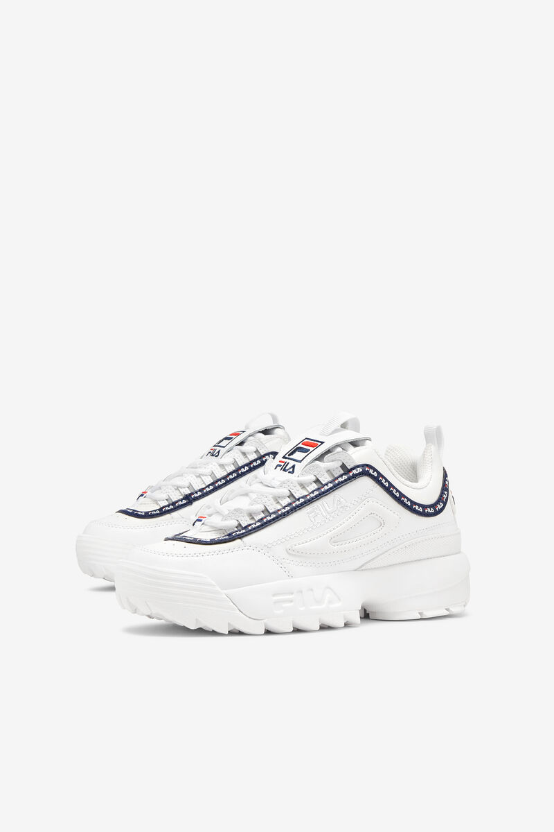 White / Navy / Red Kids' Fila Little Disruptor 2 Repeat Platform Shoes | eusBJAVai5N