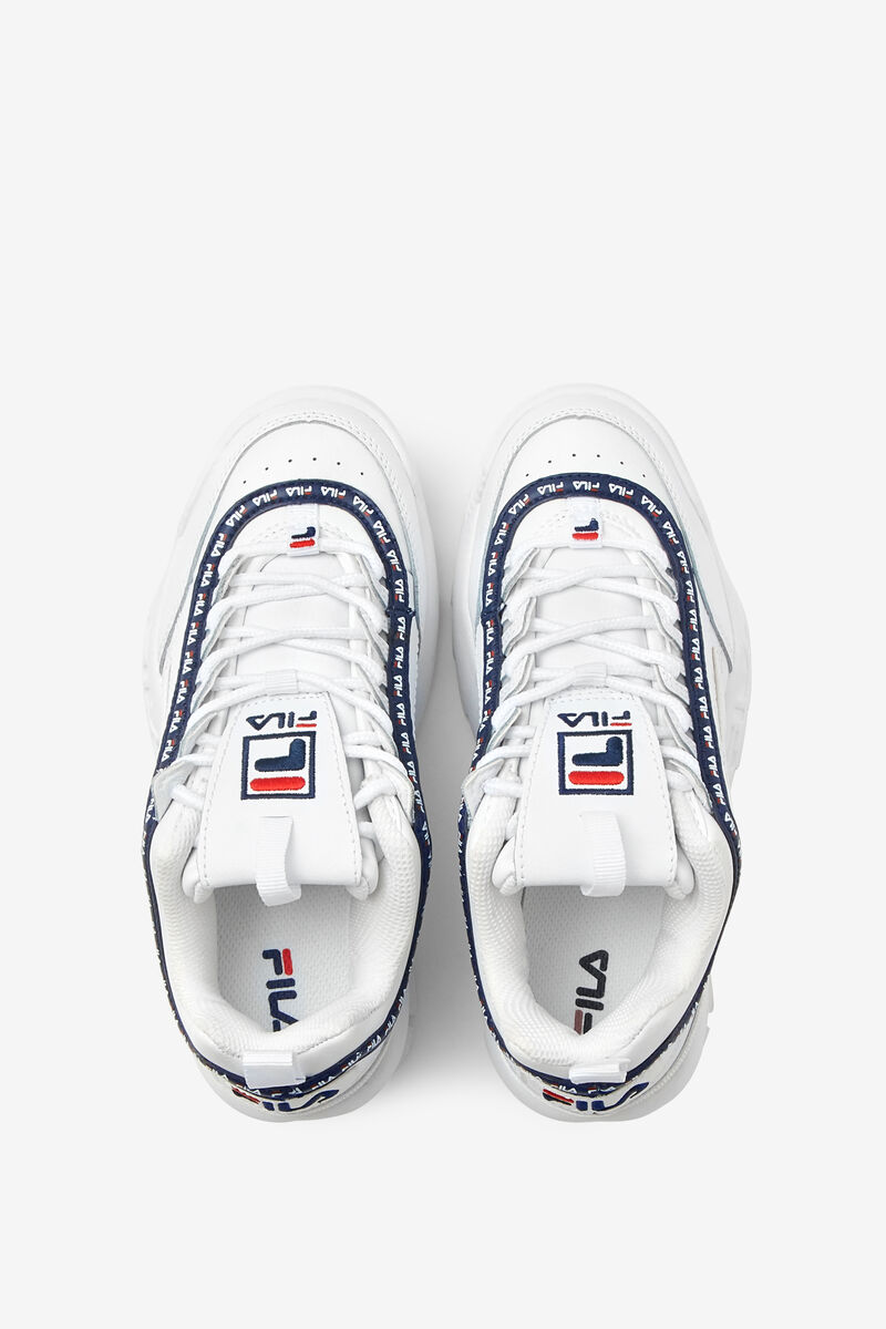 White / Navy / Red Kids' Fila Little Disruptor 2 Repeat Platform Shoes | eusBJAVai5N