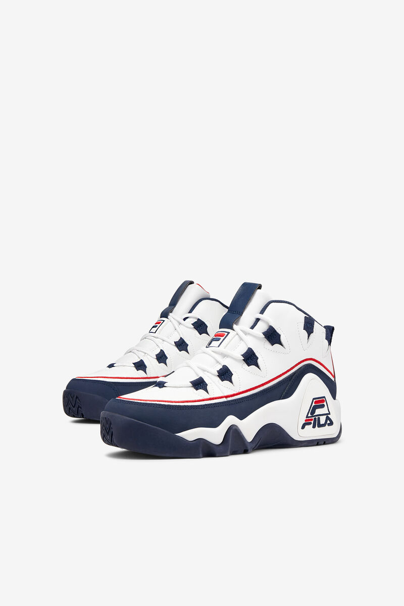 White / Navy / Red Kids' Fila Little Grant Hill 1 Offset Basketball Shoes | zSxHb1NK3Fh