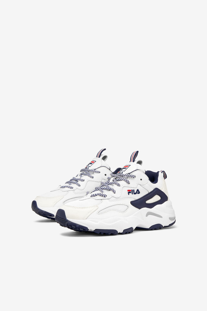 White / Navy / Red Kids' Fila Little Ray Tracer Platform Shoes | OZ3MjGKh2Cj